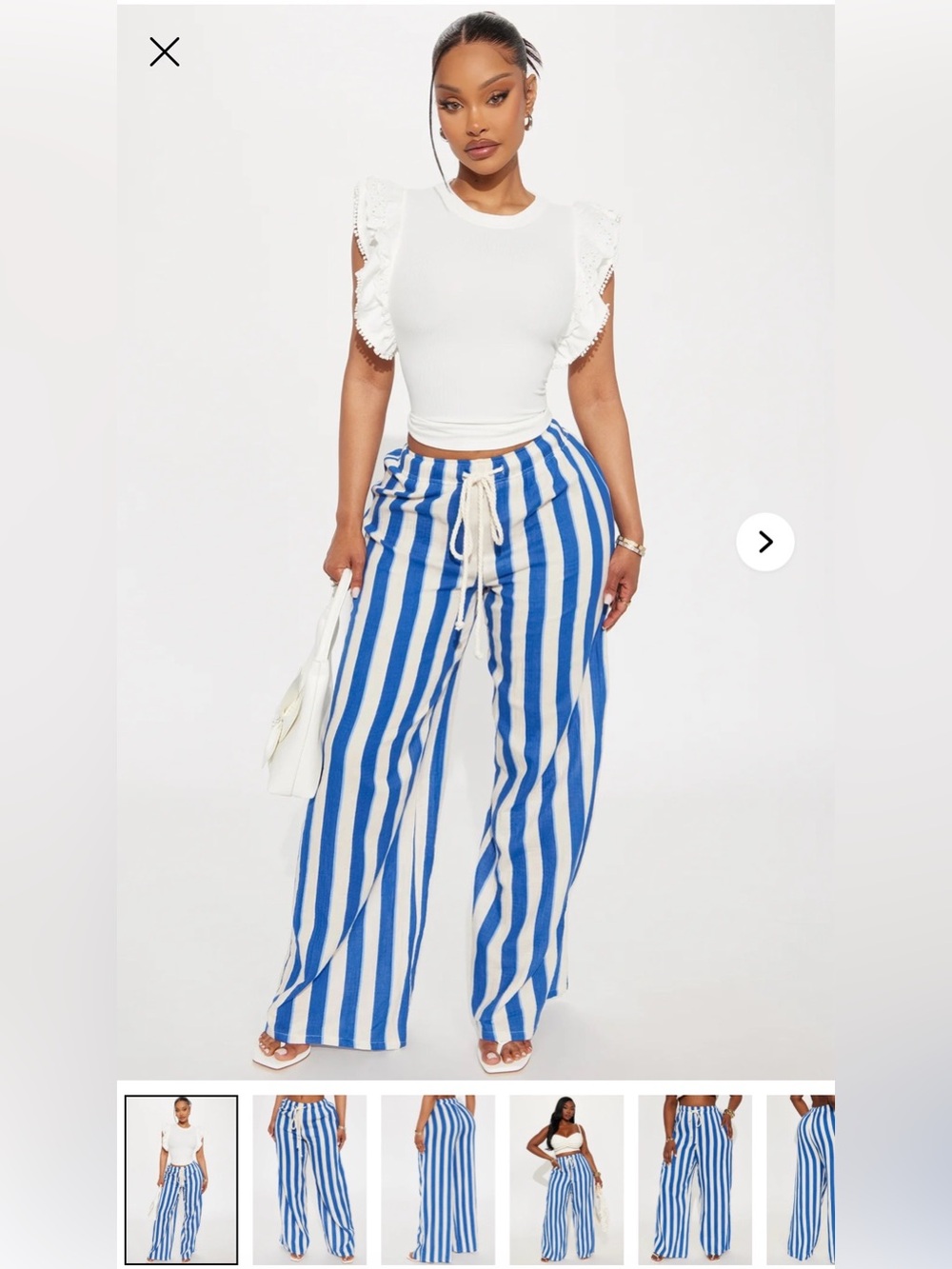 Tea Time Stripe Wide Leg Pant - Navy/Combo
